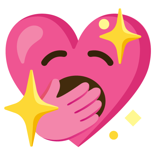 yawning face sparkling heart