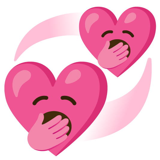 yawning face revolving hearts