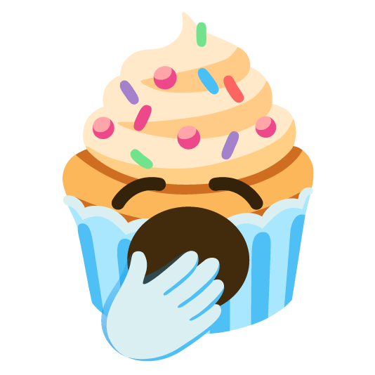 yawning face cupcake