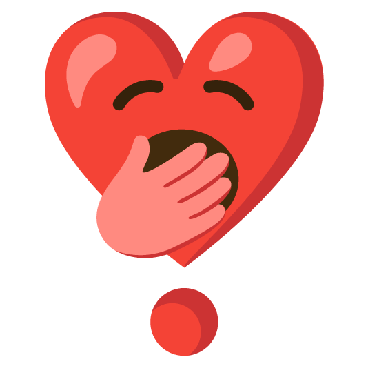yawning face heavy heart exclamation mark ornament