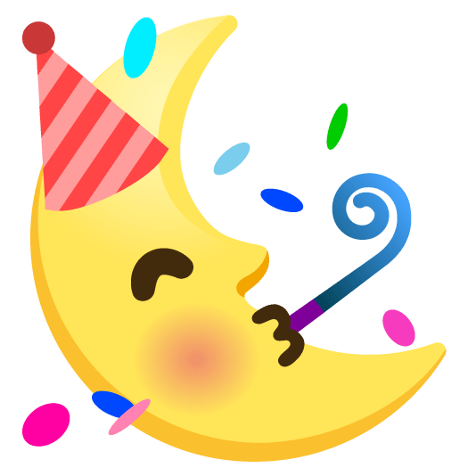 partying face last quarter moon with face