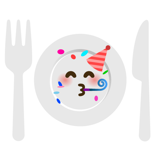 partying face knife fork plate