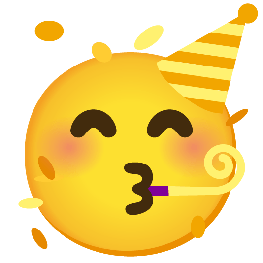 partying face yellow heart