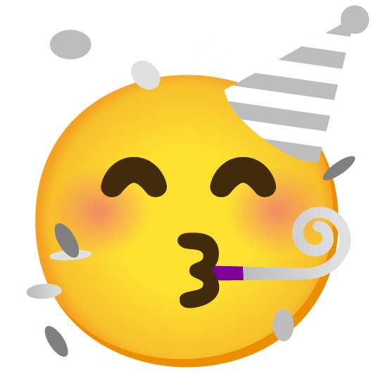 partying face white heart