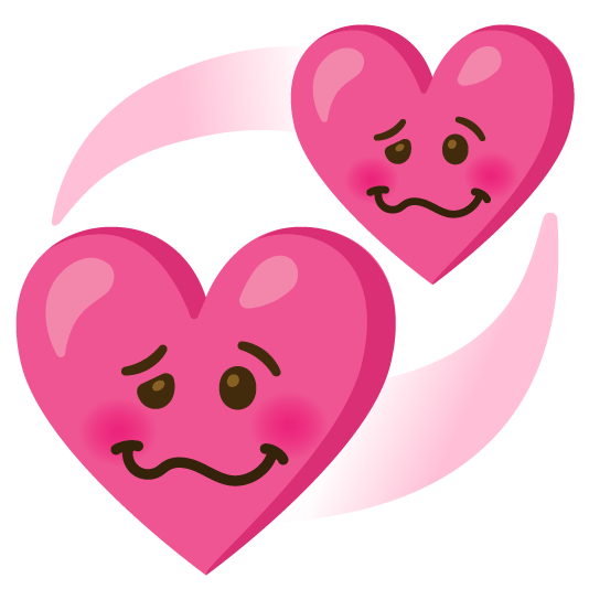 woozy face revolving hearts