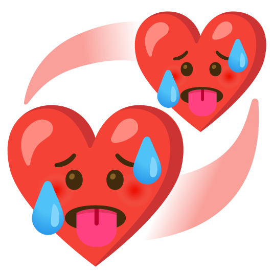 hot face revolving hearts