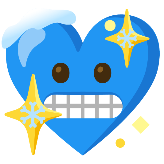 cold face sparkling heart