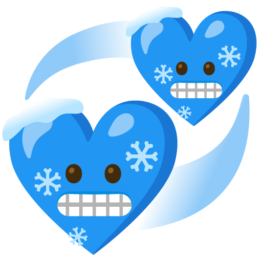 cold face revolving hearts