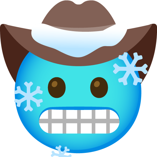 cold face face with cowboy hat