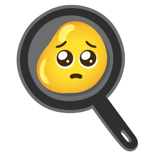 pleading face fried egg