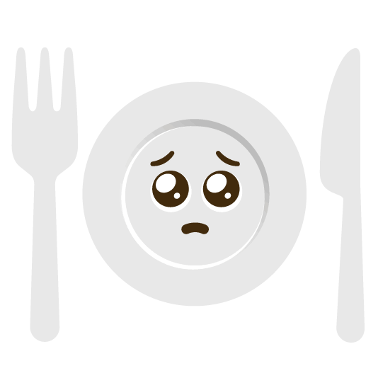 pleading face knife fork plate