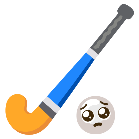 pleading face field hockey stick and ball