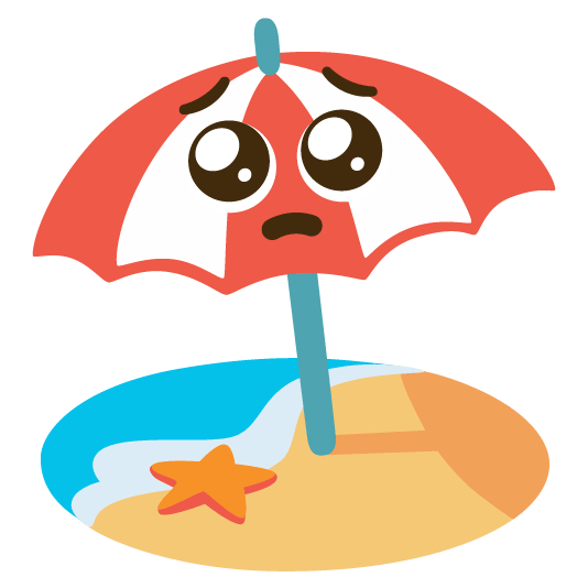 pleading face beach with umbrella