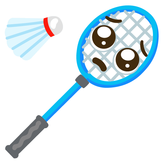 pleading face badminton racquet and shuttlecock