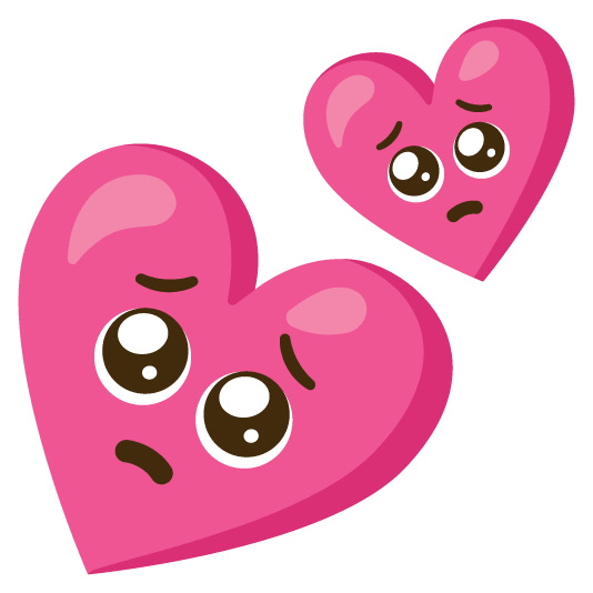 pleading face two hearts