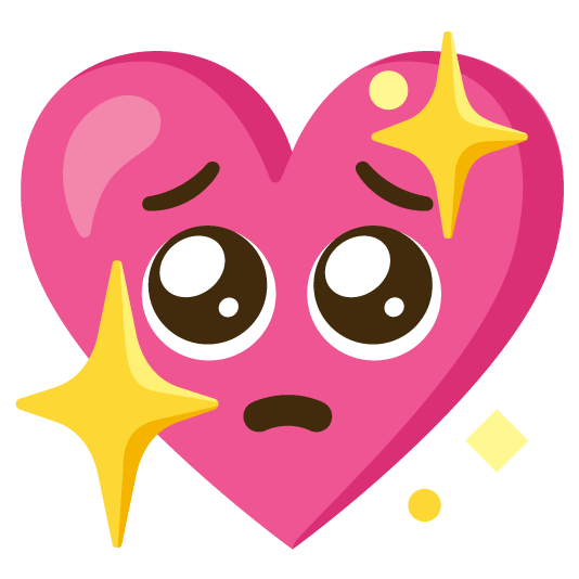 pleading face sparkling heart