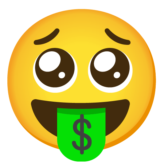 pleading face money mouth face