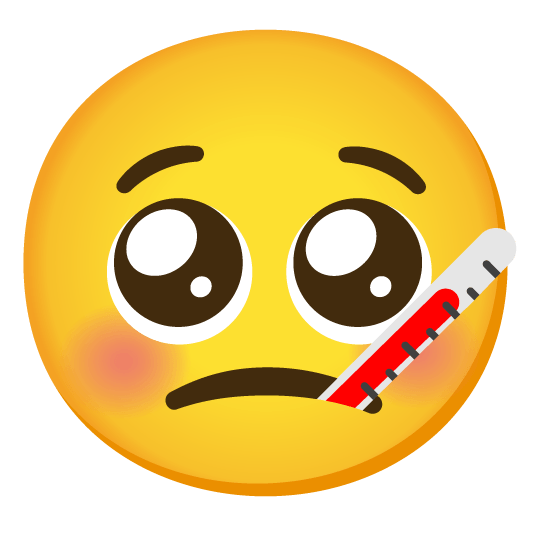 pleading face face with thermometer