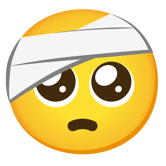 pleading face face with head bandage