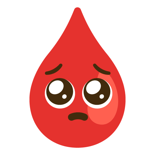 pleading face drop of blood