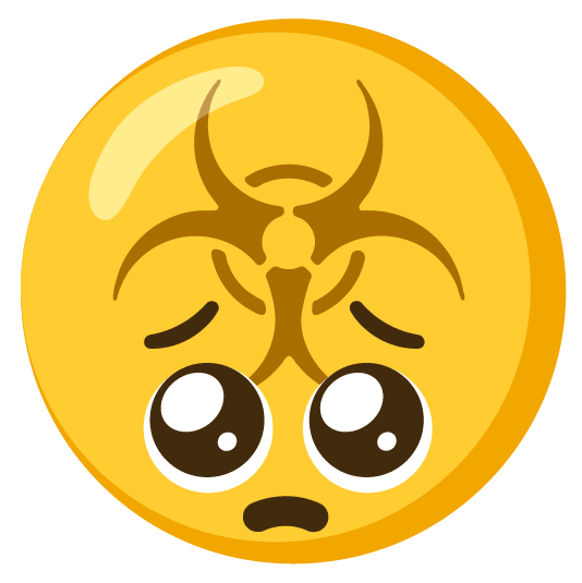 pleading face biohazard sign