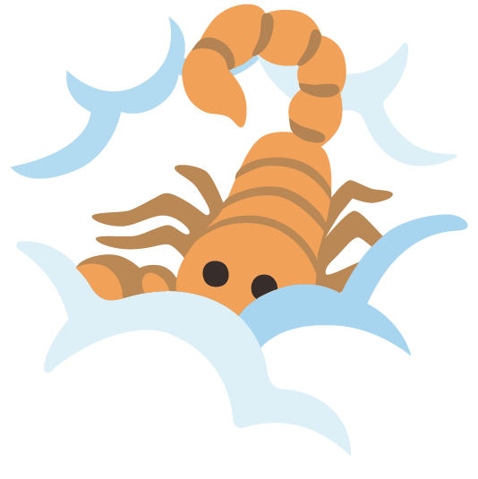 scorpion face in clouds
