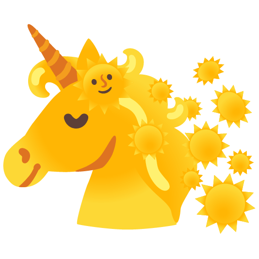 unicorn face sun with face