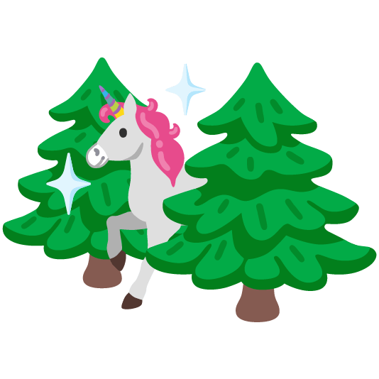 unicorn face evergreen tree