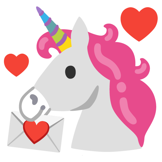 unicorn face love letter