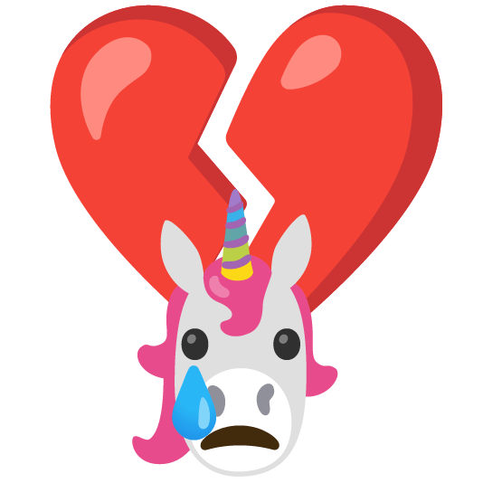 unicorn face broken heart