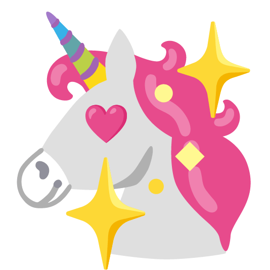 unicorn face sparkling heart