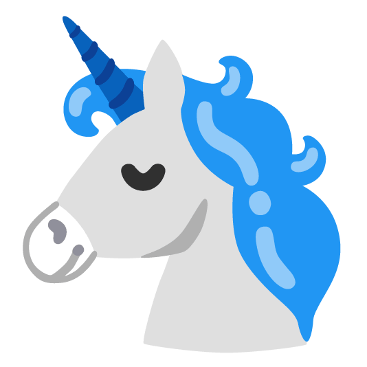 unicorn face blue heart