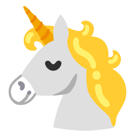 unicorn face yellow heart