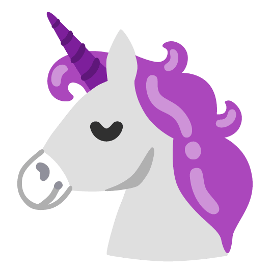 unicorn face purple heart