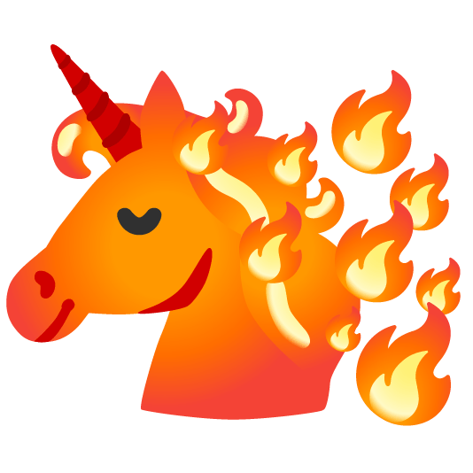 unicorn face fire