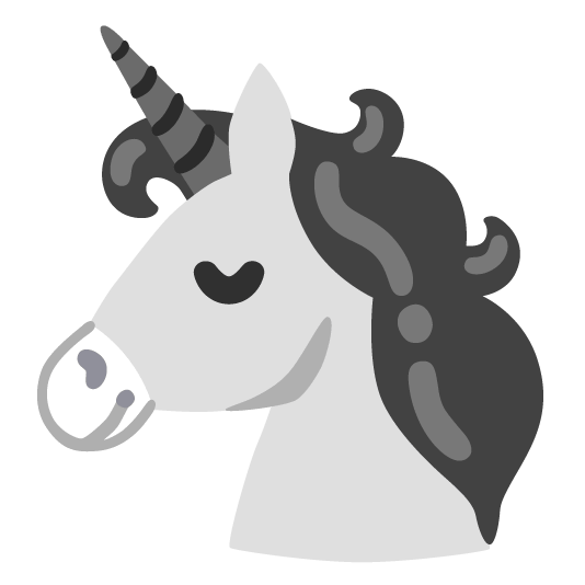 unicorn face black heart