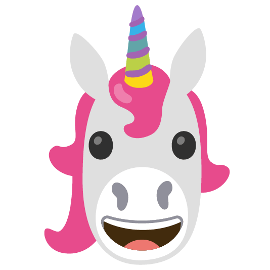 unicorn face grinning