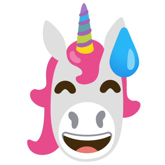unicorn face sweat smile