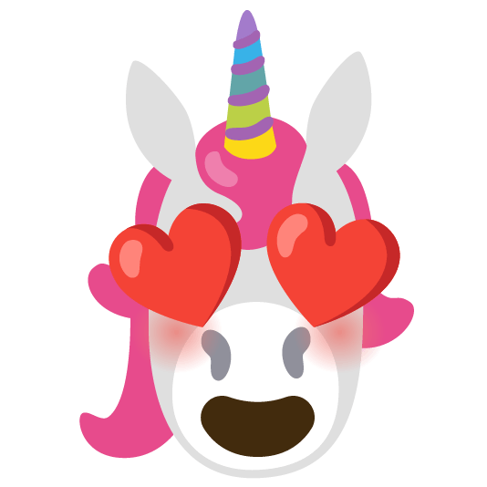 unicorn face heart eyes