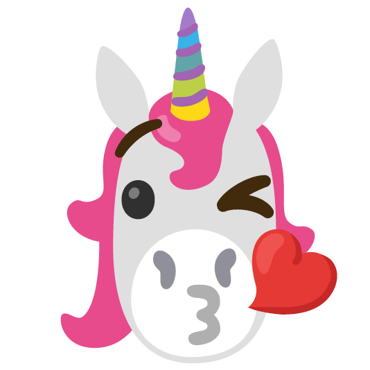unicorn face kissing heart