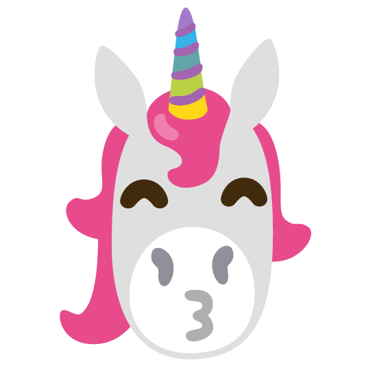 unicorn face kissing smiling eyes