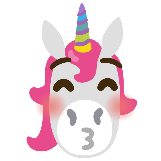 unicorn face kissing closed eyes