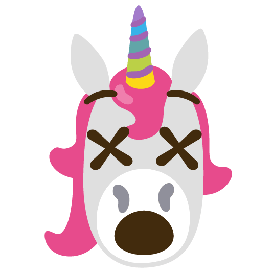unicorn face dizzy face