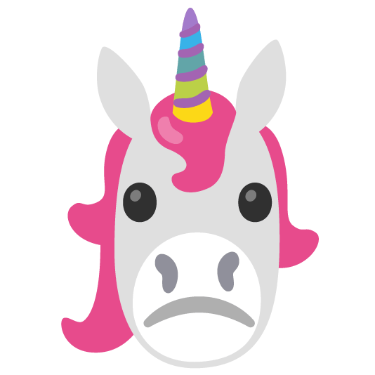 unicorn face slightly frowning face