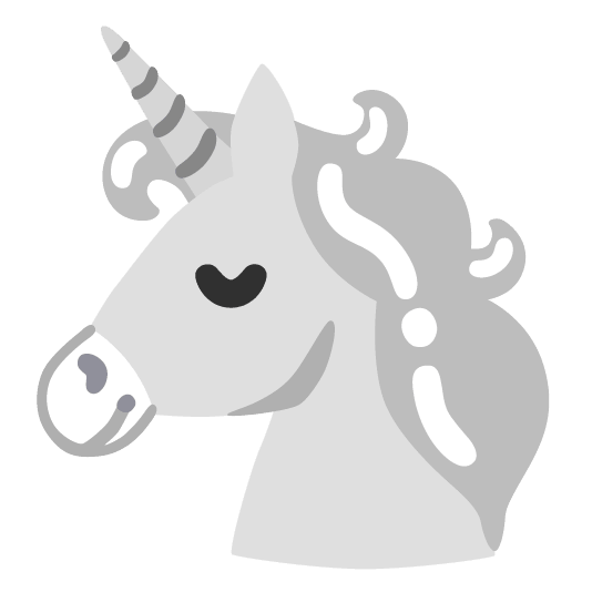 unicorn face white heart