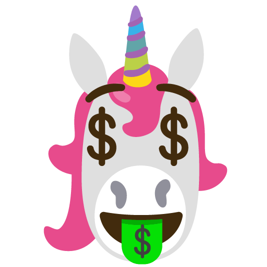 unicorn face money mouth face