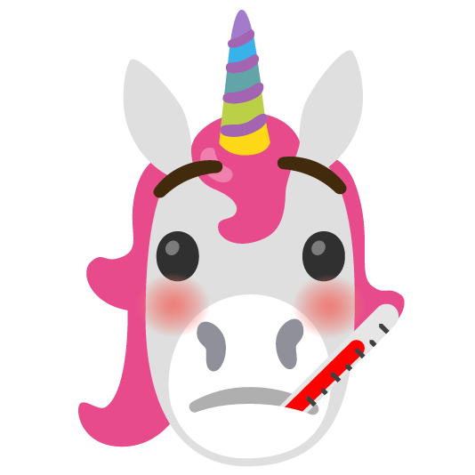 unicorn face face with thermometer