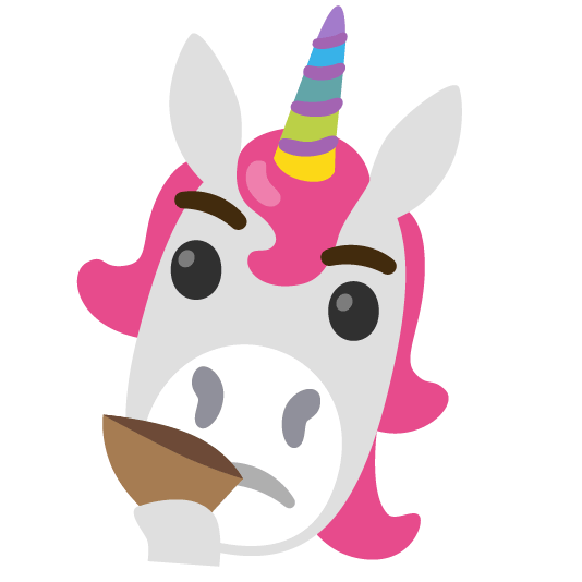 unicorn face thinking face