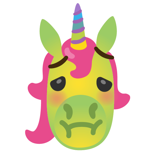 unicorn face nauseated face