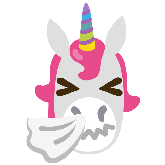 unicorn face sneezing face